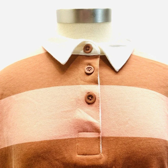 NWT SO Juniors Long Sleeve Pullover Collar Neck Striped Brown Crop Top Sz Large - Picture 2 of 12